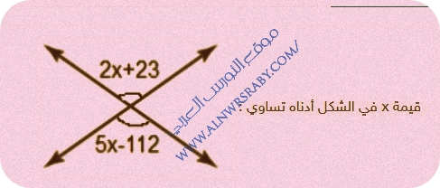 قيمة x في الشكل أدناه تساوي :  4.38°  45°  90°  113°