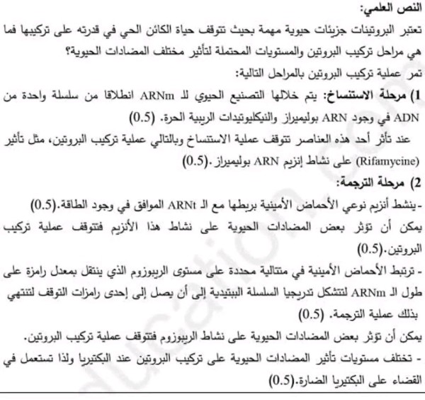 نص علمي حول تأثير المضادات الحيوية على تركيب البروتين