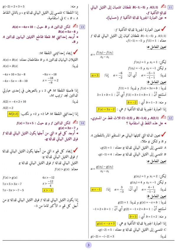 سؤال و جواب حول الدالة الخطية و الدالة التالفية سنة رابعة 4 متوسط معادلات في الدوال الخطية و الدالة التالفية