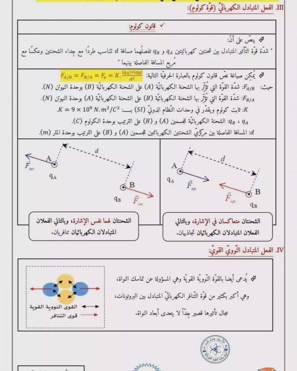 ملخص شامل لوحدة التماسك في المادة وفي الفضاء سنة اولى ثانوي تمارين التماسك في المادّة وفي الكون مع الحل