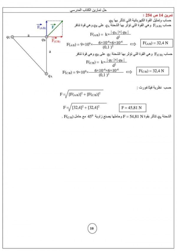 حل تمارين ص 253 وص 254 فيزياء 1 ثانوي جذع مشترك حلول تمارين الكتاب المدرسي لوحدة : التماسك في المادة وفي الفضاء : السنة الأولى