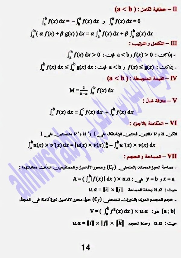 ملخص شرح درس الدوال الأصلية رياضيات سنة 2 ثانوي علوم