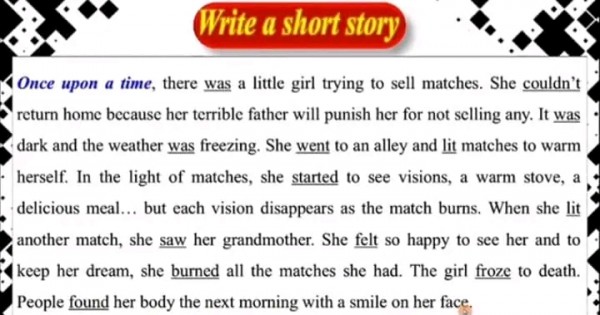 وضعية إدماجية عن قصة قصيرة بالانجليزية جذع مشترك أكتب قصة قصيرة بالانجليزي باك Write a short story