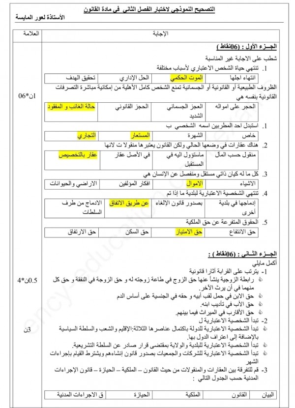 فروض و إختبارات في مادة القانون للسنة الثانية 2 ثانوي تسيير و اقتصاد الفصل الثاني مع الحلول pdf وضعيات ادماجية في مادة القانون 2023 2024 اختبار الثلاثي الثاني مع الحل